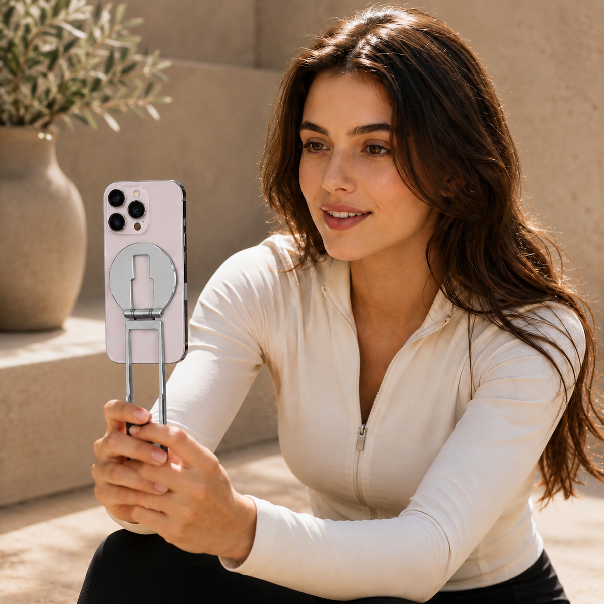 Premium MagSafe Magnetic Phone Tripod Stand Ultra Slim Pocket Phone Holder N52 Magnetic Grip 360 Adjustable Stand Compatible with iPhone