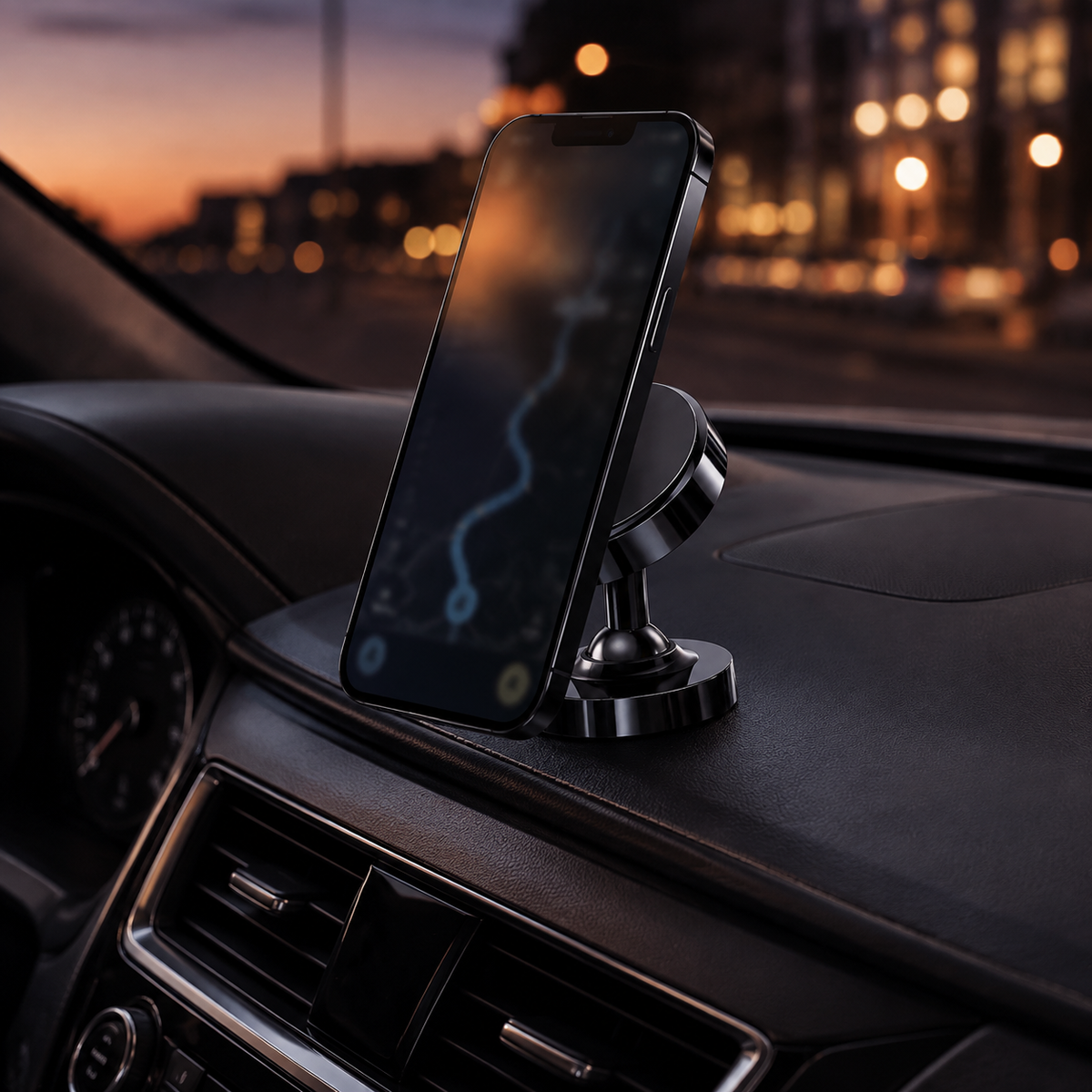 Premium Magnetic Car Phone Holder Strong Magnet Dashboard Air Vent Mount 360 Rotation GPS Stand Hands Free Smartphone Holder Compatible with iPhone