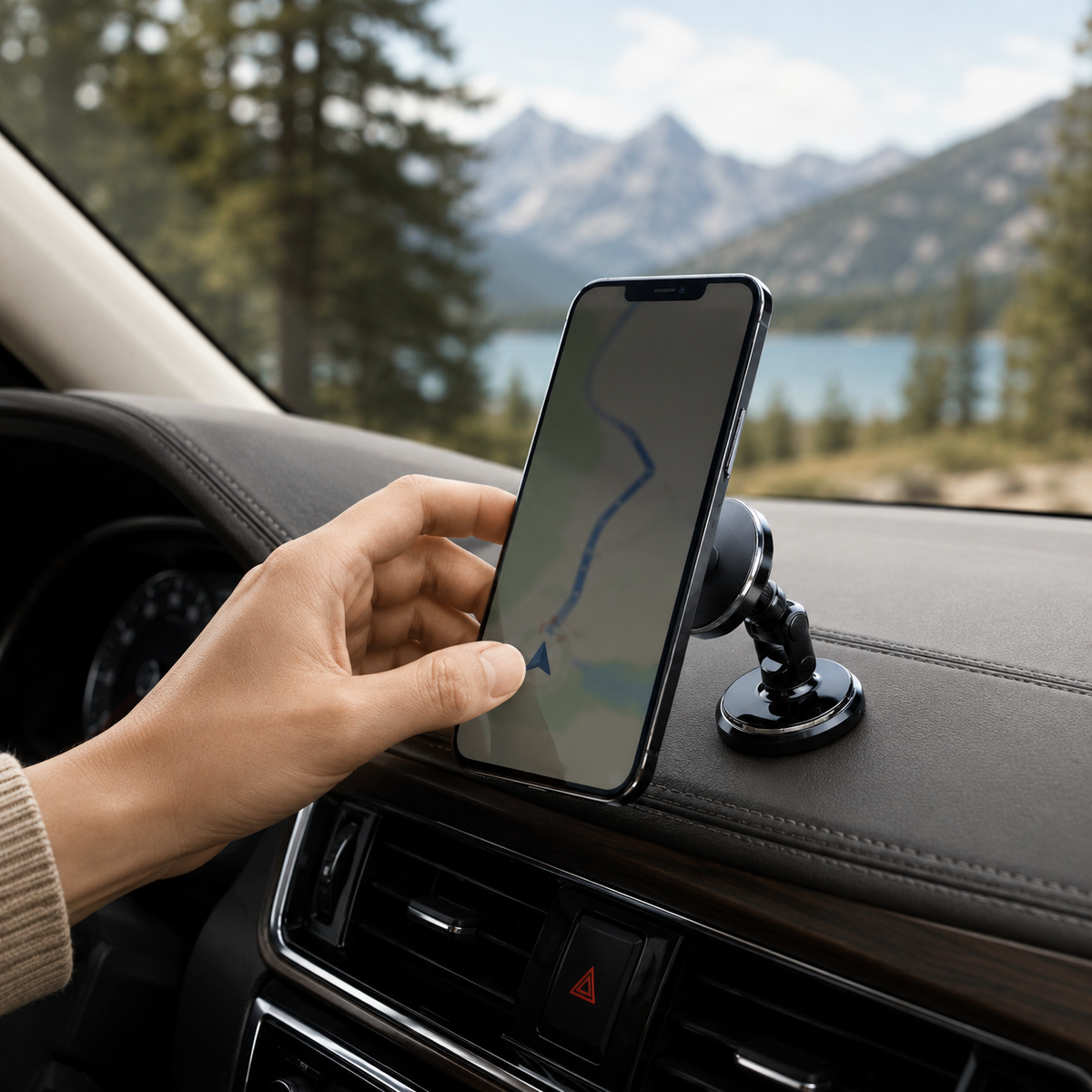 Premium Magnetic Car Phone Holder Strong Magnet Dashboard Air Vent Mount 360 Rotation GPS Stand Hands Free Smartphone Holder Compatible with iPhone