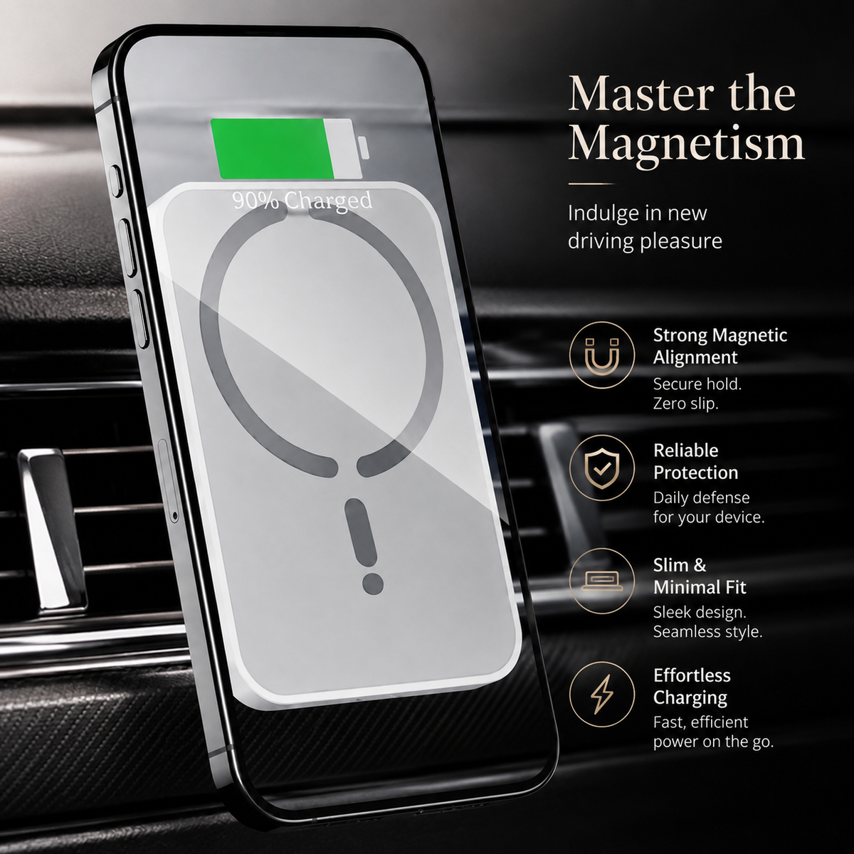 Premium Magnetic Car Wireless Charger Air Vent Phone Holder 100W Fast Charging MagSafe Compatible Wireless Charging Mount Stand Compatible with iPhone