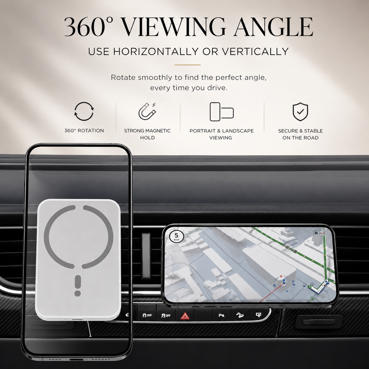Premium Magnetic Car Wireless Charger Air Vent Phone Holder 100W Fast Charging MagSafe Compatible Wireless Charging Mount Stand Compatible with iPhone