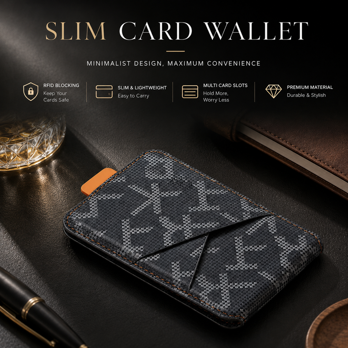 Premium Magnetic Leather Wallet Card Holder MagSafe Card Wallet Strong Magnetic Card Holder Cash Storage RFID Style Compatible with iPhone