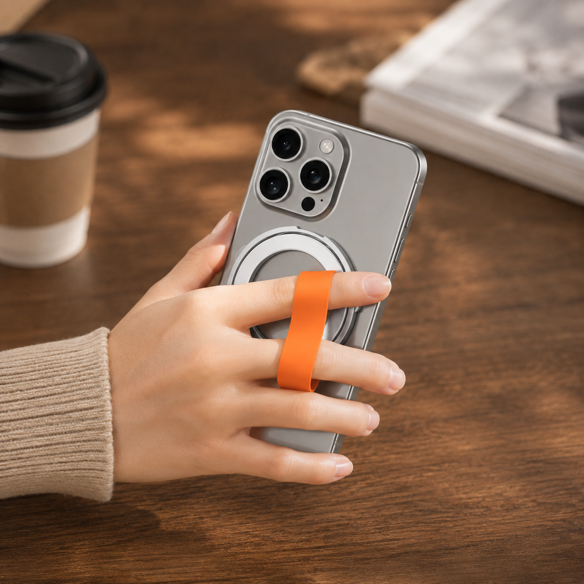 Premium Magnetic Phone Grip Stand MagSafe Finger Ring Holder Hand Strap Kickstand Magnetic Phone Holder Car Mount Desk Stand Compatible with iPhone