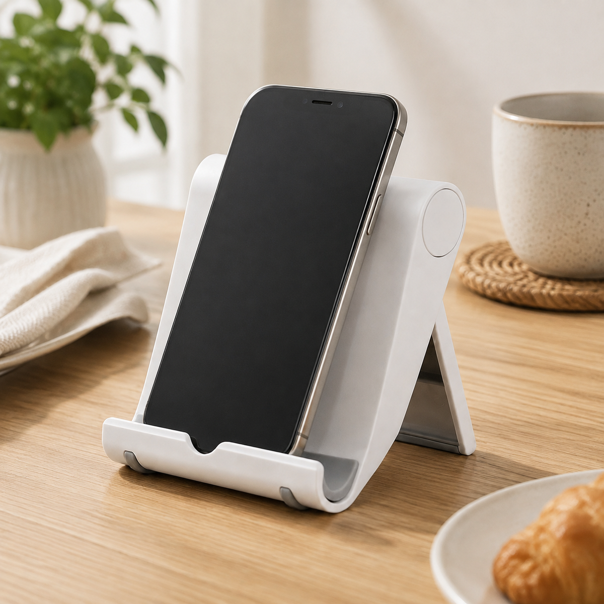 Premium Magnetic Phone Holder Stand Adjustable Foldable Desk Stand Anti Slip Mobile Holder Ergonomic Viewing Stand Strong Magnetic Support Compatible with iPhone