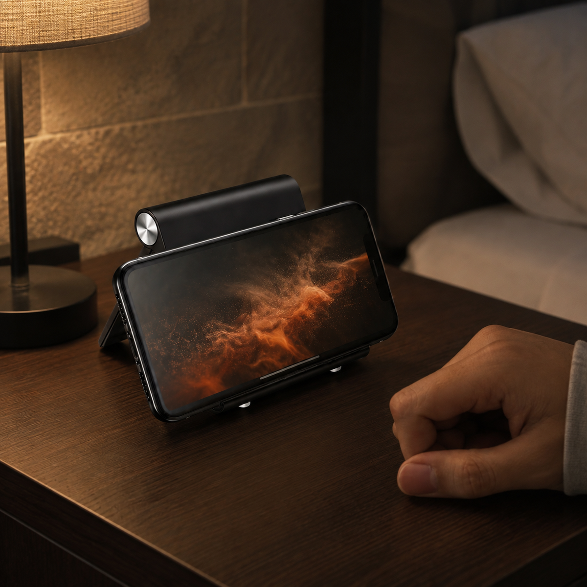 Premium Magnetic Phone Holder Stand Adjustable Foldable Desk Stand Anti Slip Mobile Holder Ergonomic Viewing Stand Strong Magnetic Support Compatible with iPhone