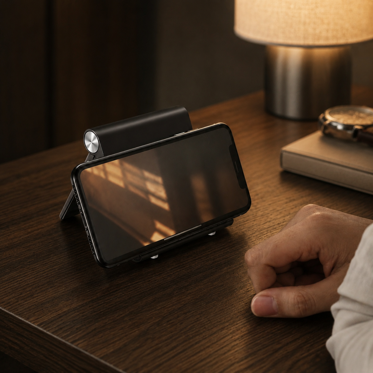 Premium Magnetic Phone Holder Stand Adjustable Foldable Desk Stand Anti Slip Mobile Holder Ergonomic Viewing Stand Strong Magnetic Support Compatible with iPhone