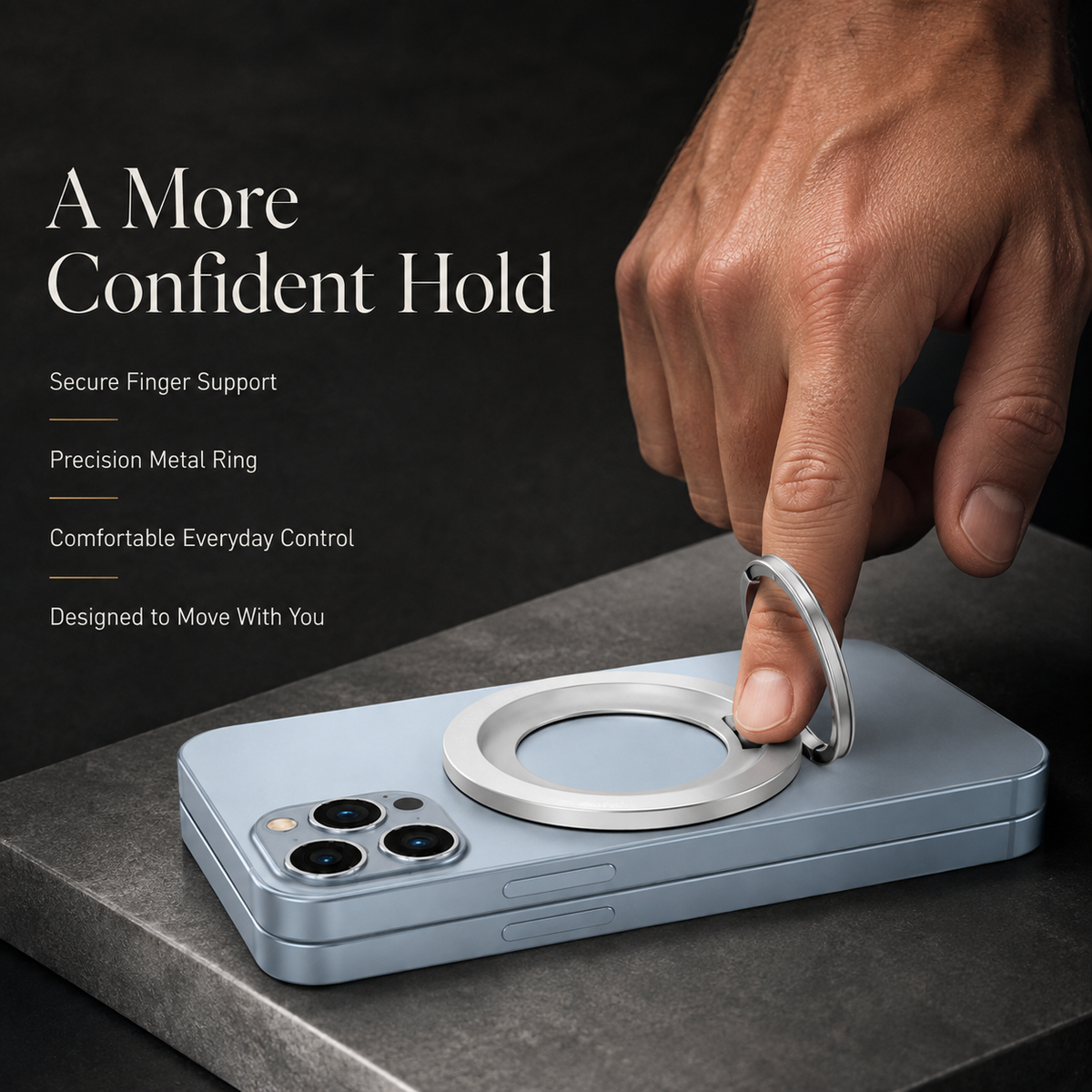 Premium Magnetic Phone Ring Holder for MagSafe 360 Rotating Grip Stand Detachable Foldable Finger Holder Kickstand Slim Compatible with iPhone Compact