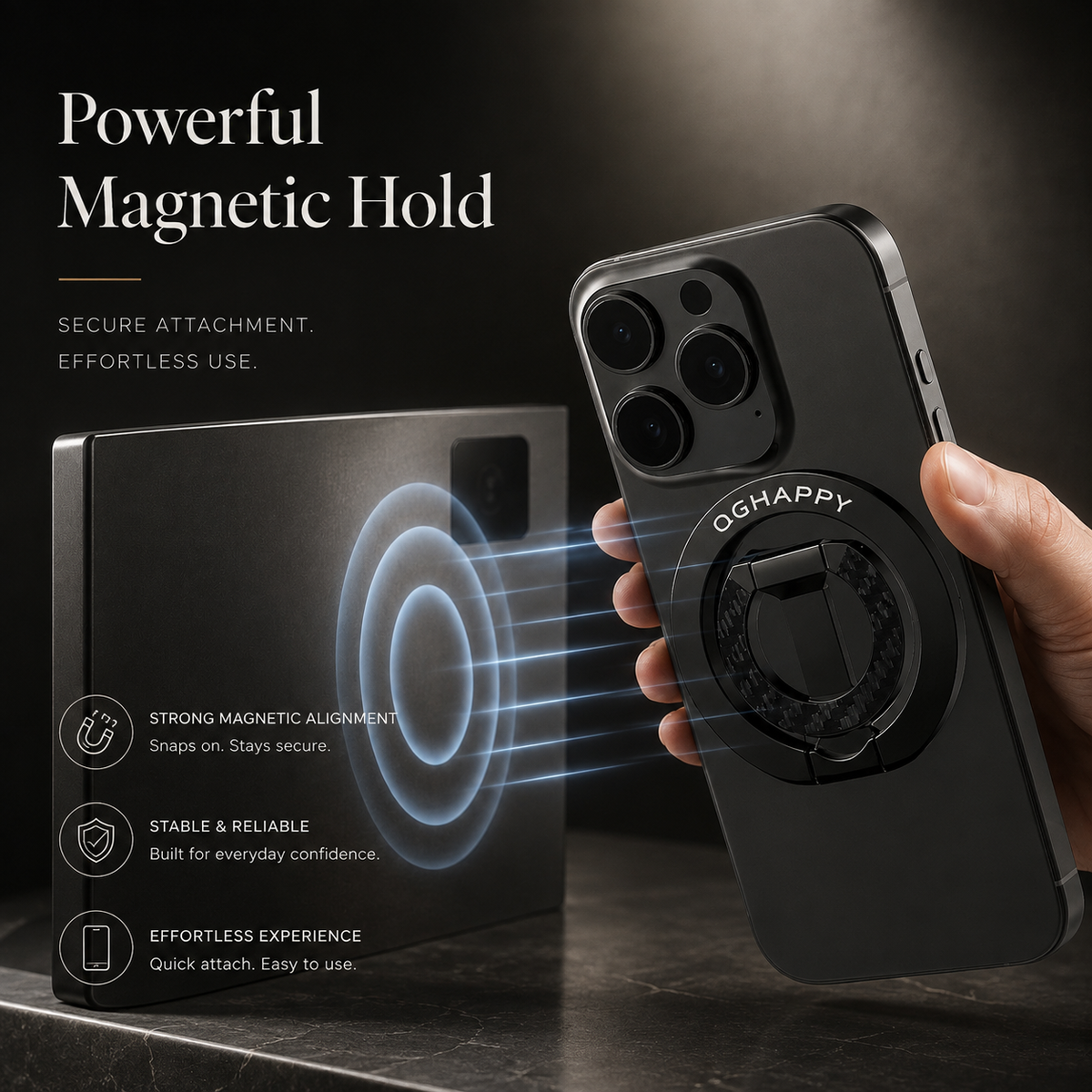 Premium Magnetic Ring Holder MagSafe Phone Grip Stand Double Sided Magnetic Finger Ring Holder Dual Magnet Kickstand Compatible with iPhone