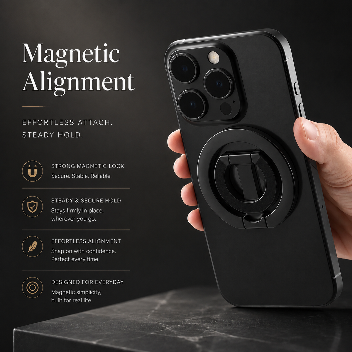 Premium Magnetic Ring Holder MagSafe Phone Grip Stand Double Sided Magnetic Finger Ring Holder Dual Magnet Kickstand Compatible with iPhone