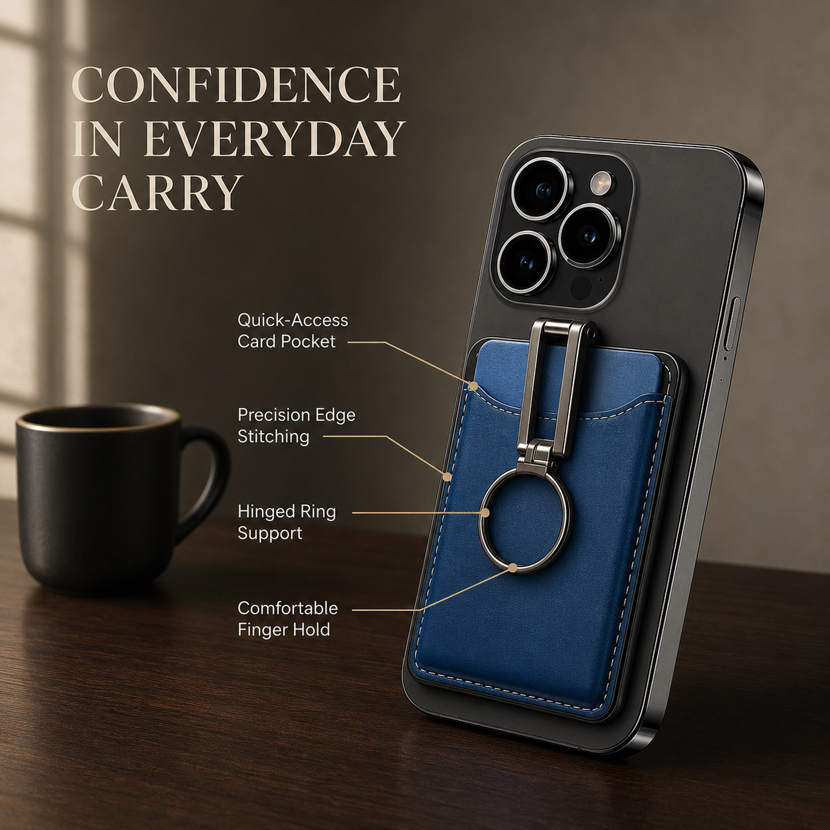 Premium Magnetic Wallet Case MagSafe Card Holder Multiple Card Slots Foldable Ring Grip Kickstand Strong Magnetic Attachment PU Leather Compatible with iPhone