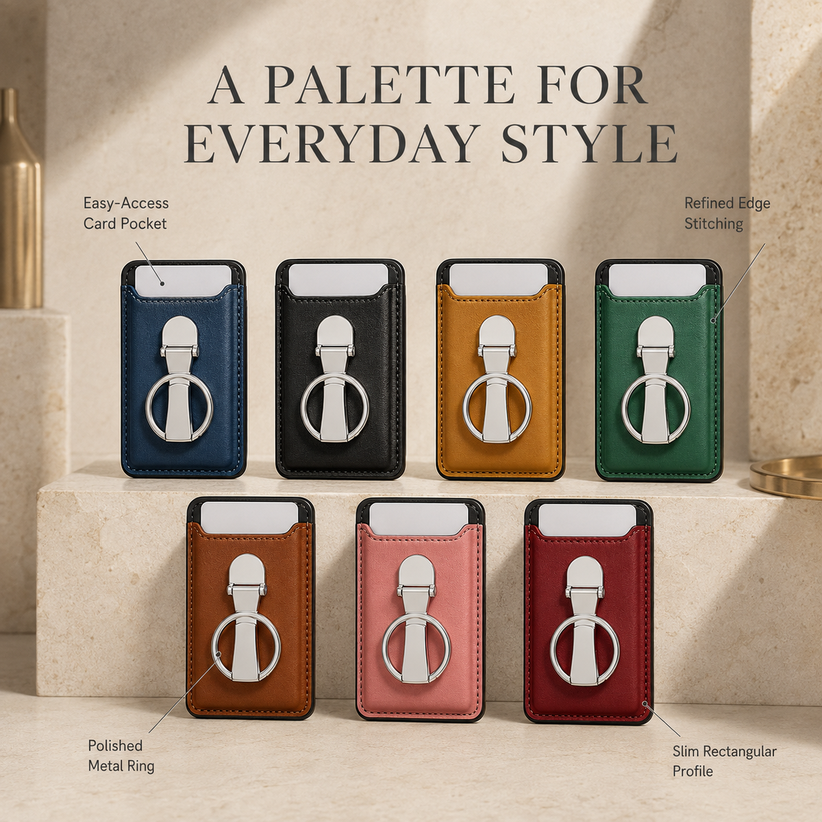 Premium Magnetic Wallet Case MagSafe Card Holder Multiple Card Slots Foldable Ring Grip Kickstand Strong Magnetic Attachment PU Leather Compatible with iPhone