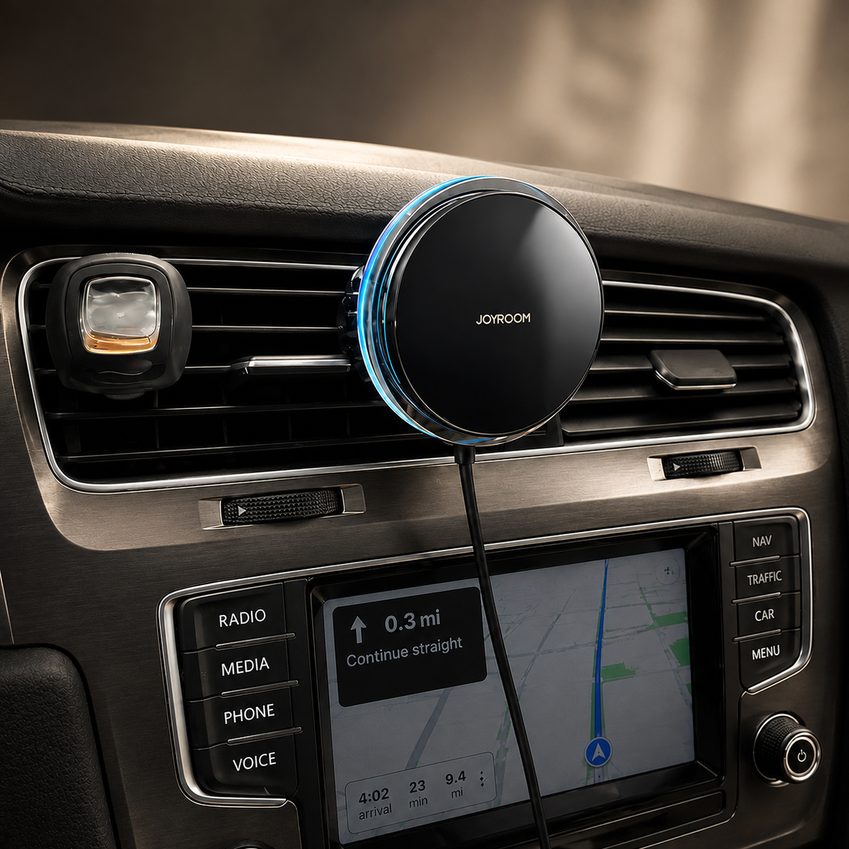 Premium Magnetic Wireless Car Phone Holder Fast Charging Mount 360 Rotating Dashboard Air Vent Stand MagSafe Compatible Smartphone Holder Compatible with iPhone