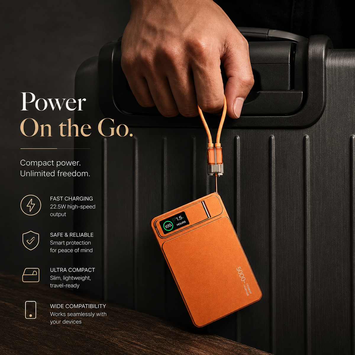 Premium Magnetic Wireless Power Bank Fast Charging Portable Battery Digital Display Metal Shell USB C Wireless Charger Two Way Charging Compatible with iPhone