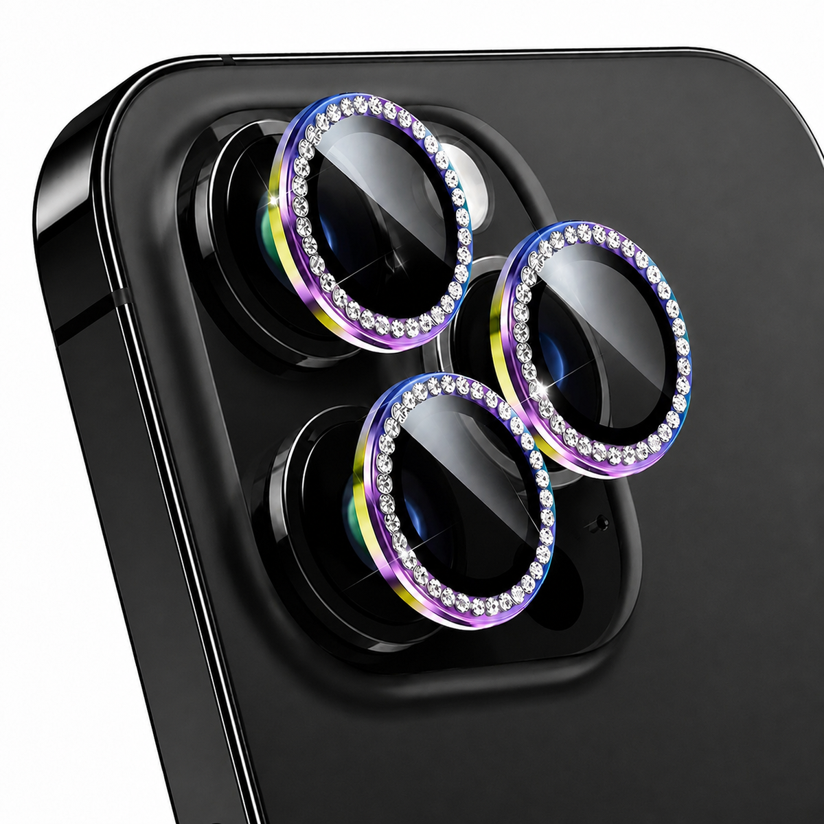 Premium Metal Camera Lens Protector Tempered Glass Scratch Resistant Shockproof Anti Dust Protective Ring Slim Camera Cover Compatible with iPhone Pro