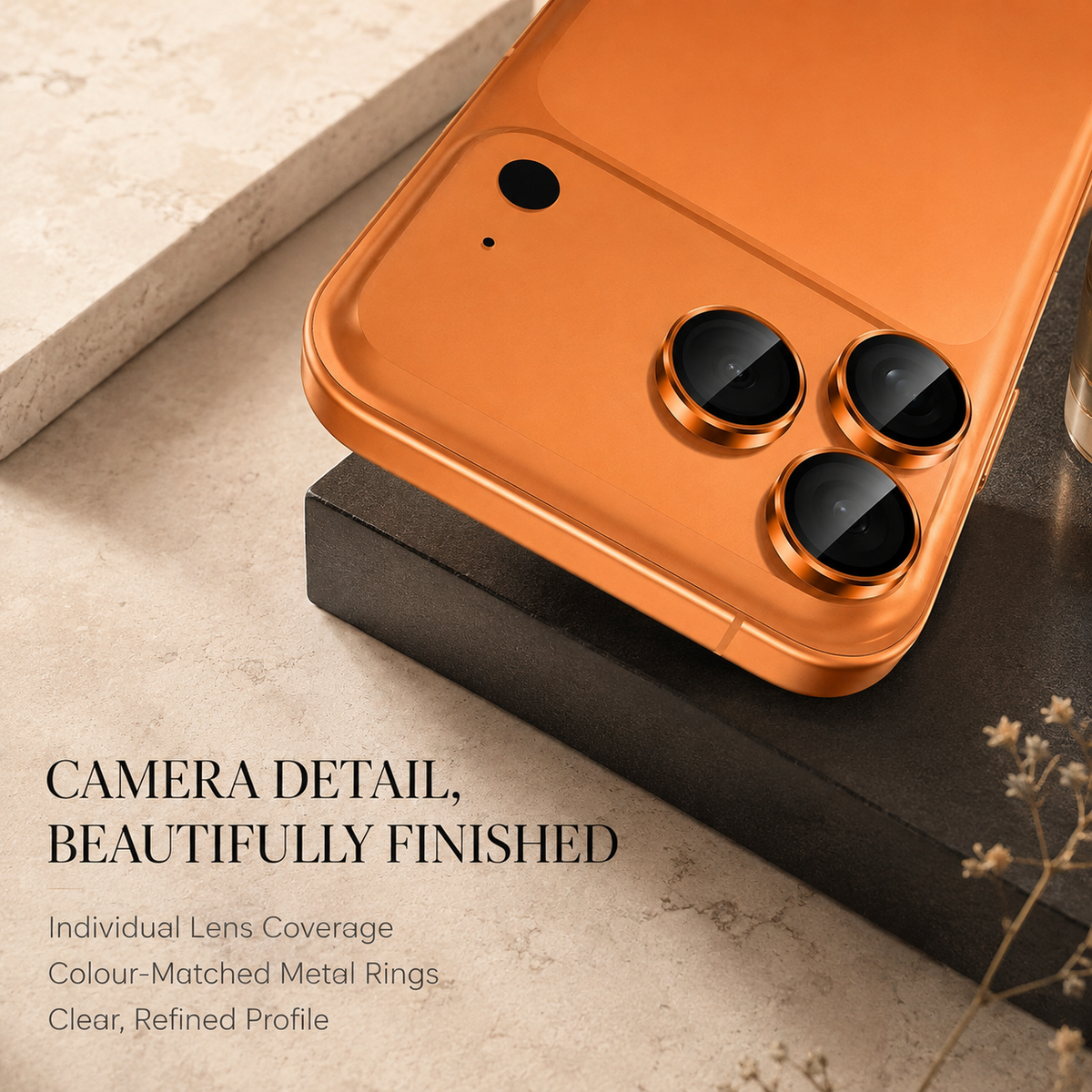 Premium Metal Camera Lens Protector Tempered Glass Scratch Resistant Shockproof Anti Dust Protective Ring Slim Camera Cover Compatible with iPhone Pro