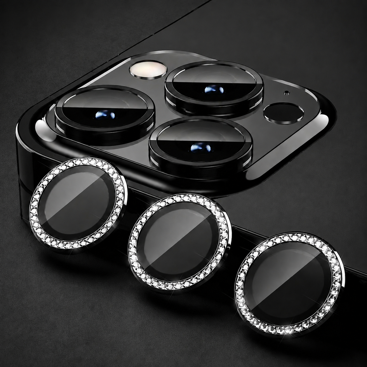 Premium Metal Camera Lens Protector Tempered Glass Scratch Resistant Shockproof Anti Dust Protective Ring Slim Camera Cover Compatible with iPhone Pro