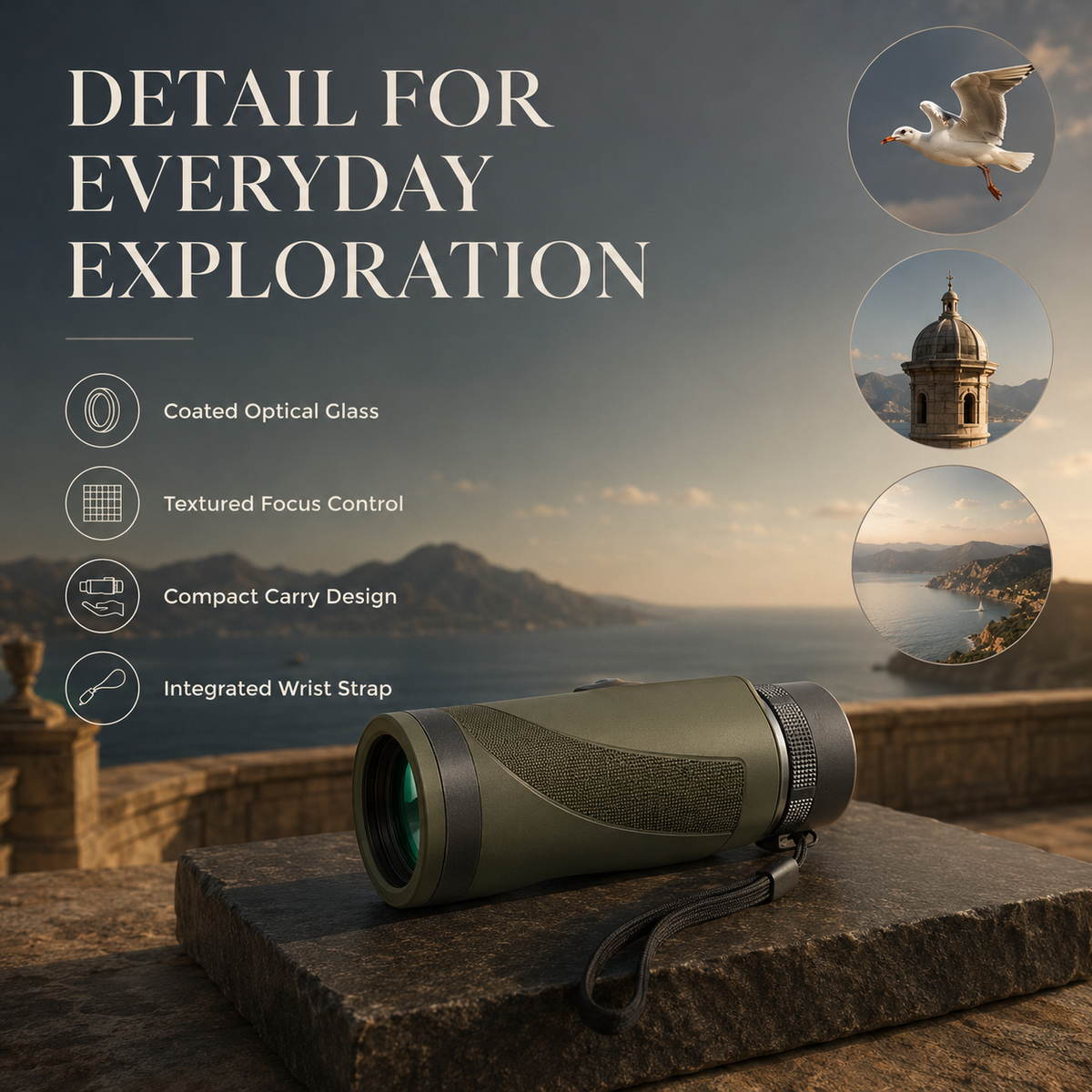 Premium Portable Zoom HD Monocular Telescope 80x100 High Power Scope FMC BAK4 Optics Phone Adapter Tripod Long Range Outdoor Travel Compatible with iPhone