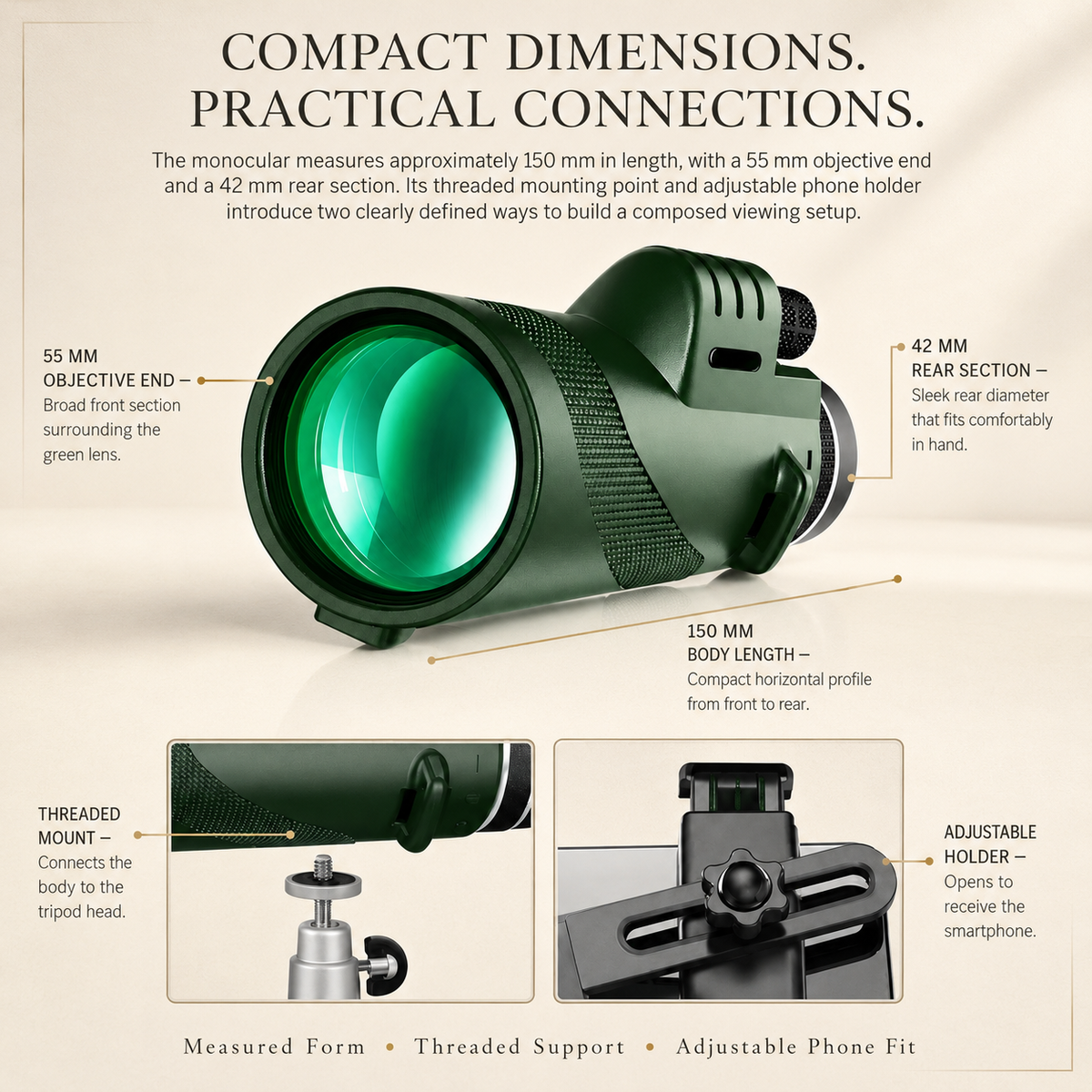 Premium Portable Zoom HD Monocular Telescope 80x100 High Power Scope FMC BAK4 Optics Phone Adapter Tripod Long Range Outdoor Travel Compatible with iPhone
