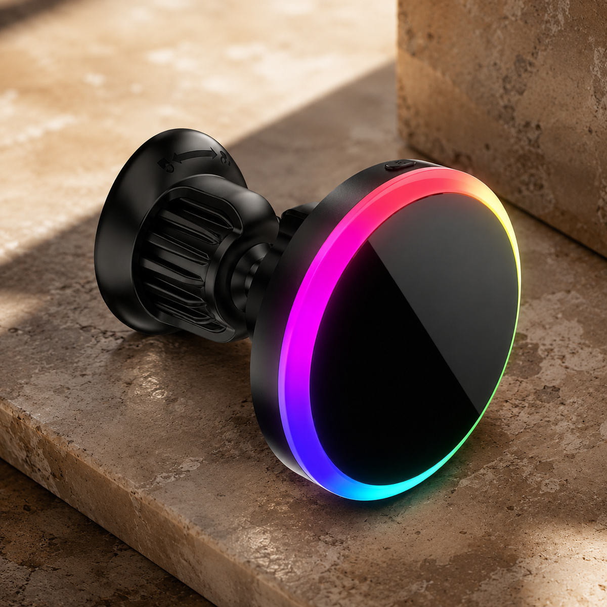 Premium RGB Magnetic Wireless Car Phone Holder 15W Qi Fast Charging Mount 360 Rotating Dashboard Air Vent Stand LED Light Compatible with iPhone
