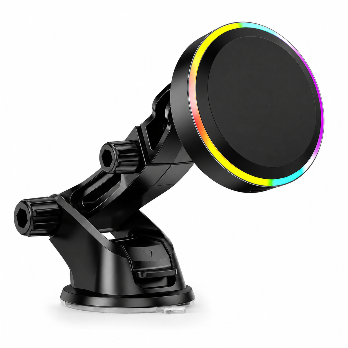 Premium RGB Magnetic Wireless Car Phone Holder 15W Qi Fast Charging Mount 360 Rotating Dashboard Air Vent Stand LED Light Compatible with iPhone