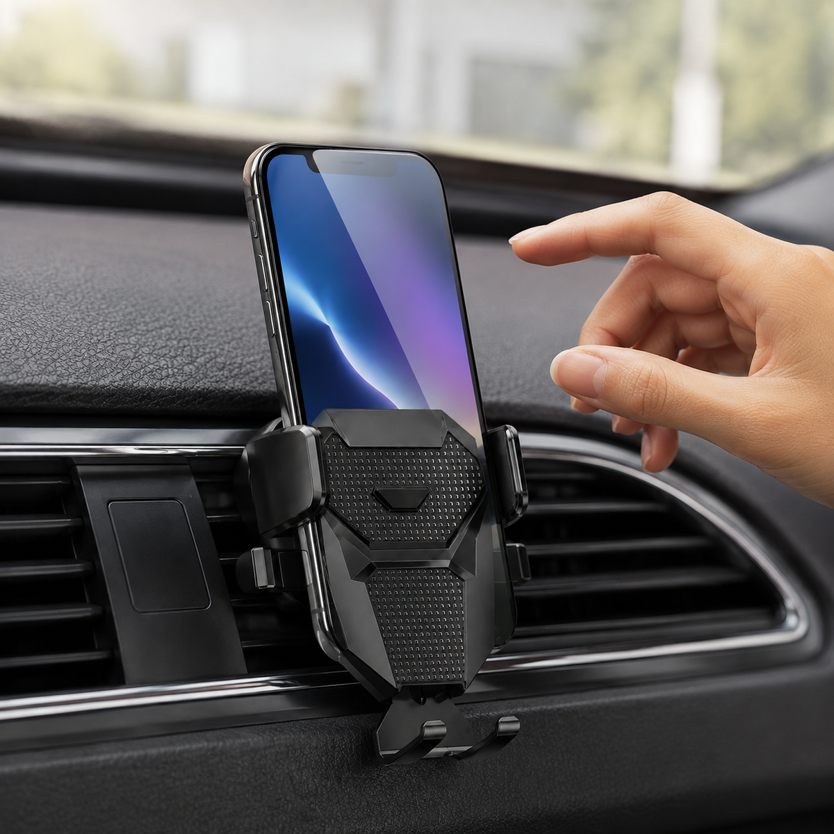 Premium Suction Cup Car Phone Holder Windshield Dashboard Mount 360 Rotating Gravity Lock GPS Stand Adjustable Telescopic Arm Compatible with iPhone