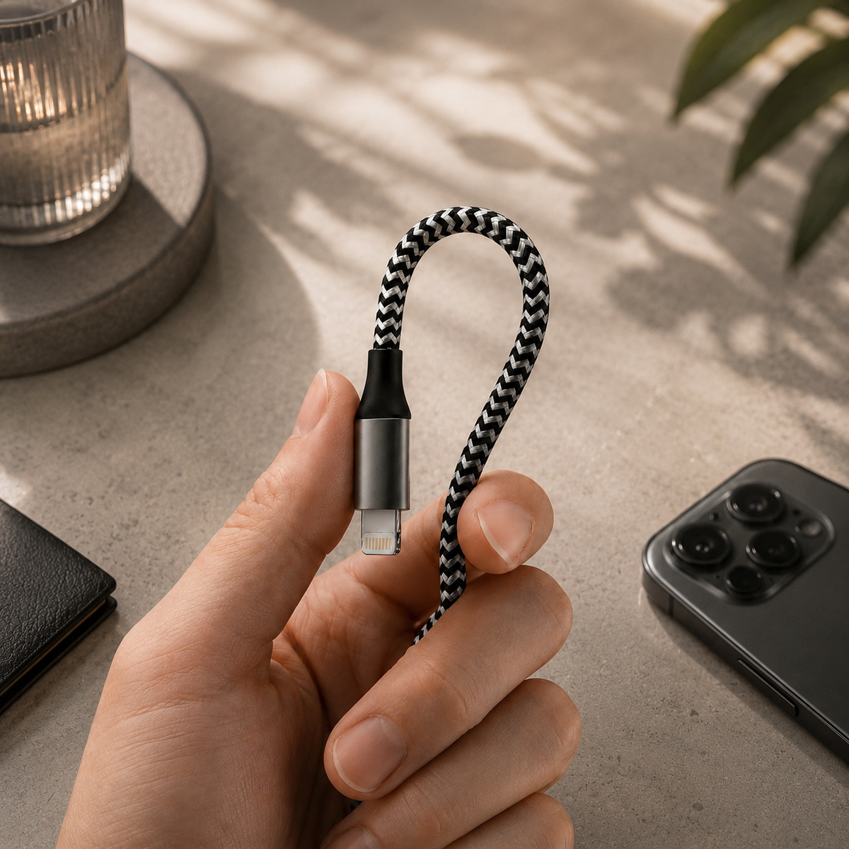 Premium USB A to Lightning Charging Cable 12W Fast Charging 2.4A MFi Certified Nylon Braided Data Sync Charger Cord Tangle Resistant Compatible with iPhone