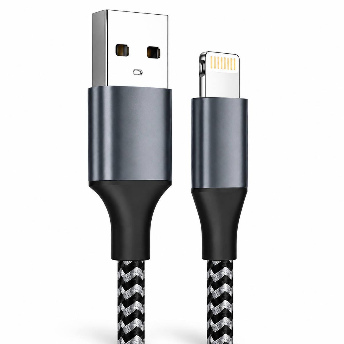 Premium USB A to Lightning Charging Cable 12W Fast Charging 2.4A MFi Certified Nylon Braided Data Sync Charger Cord Tangle Resistant Compatible with iPhone