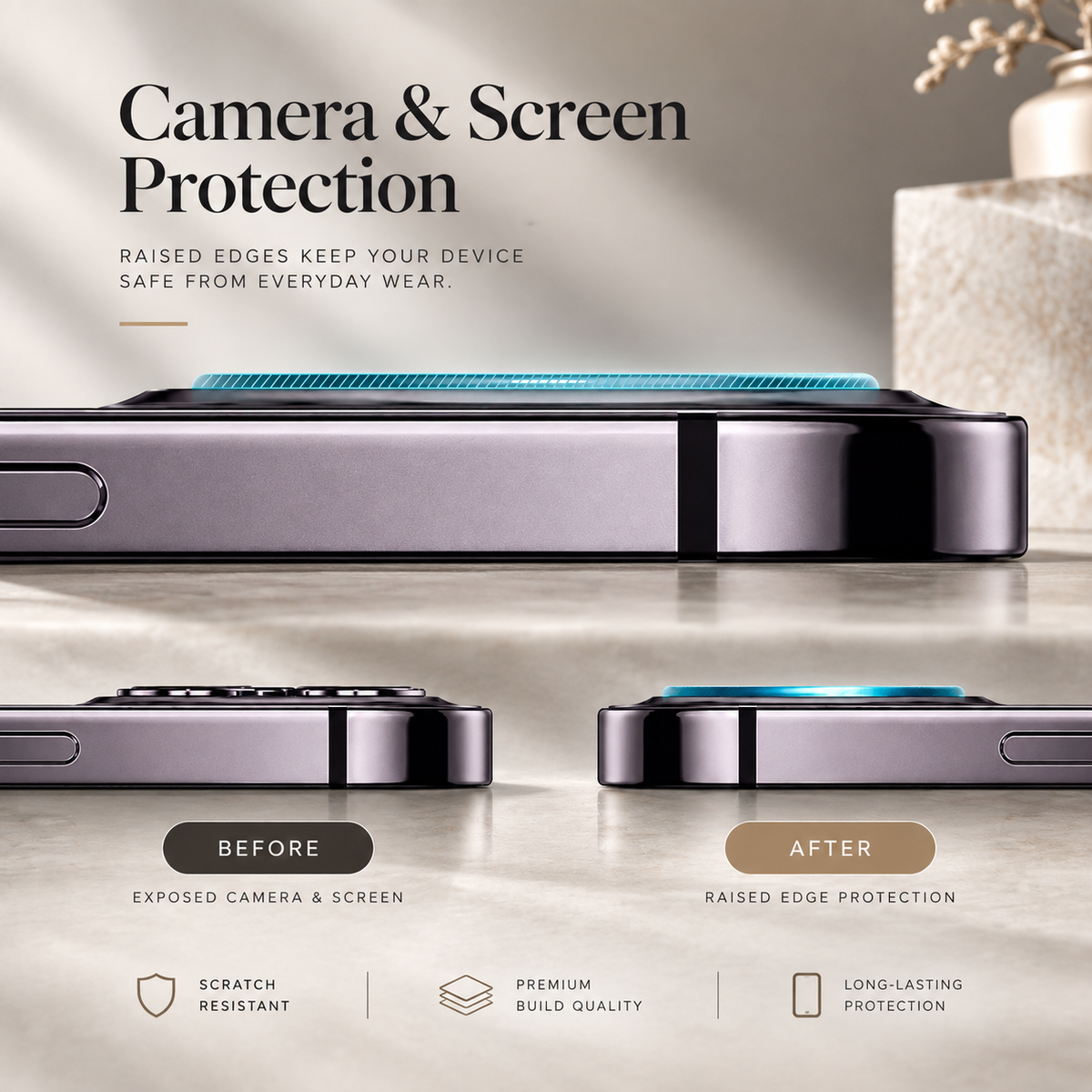 Premium Ultra Thin Camera Lens Protector 4 Pack Tempered Glass Anti Scratch Anti Fingerprint Full Coverage HD Clear Camera Cover Compatible with iPhone