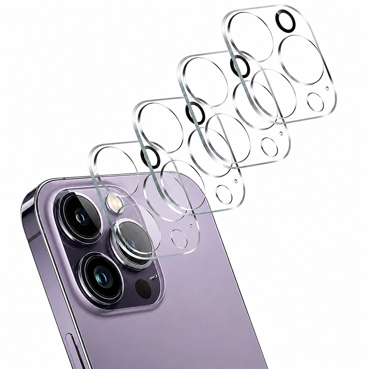 Premium Ultra Thin Camera Lens Protector 4 Pack Tempered Glass Anti Scratch Anti Fingerprint Full Coverage HD Clear Camera Cover Compatible with iPhone