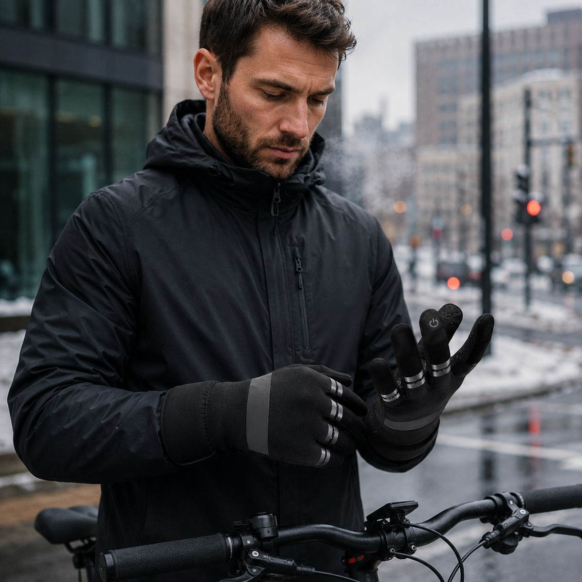 Premium Winter Cycling Gloves Waterproof Thermal Touchscreen Windproof Anti Slip 3M Insulated Sports Riding Gloves Unisex Compatible with iPhone Lined