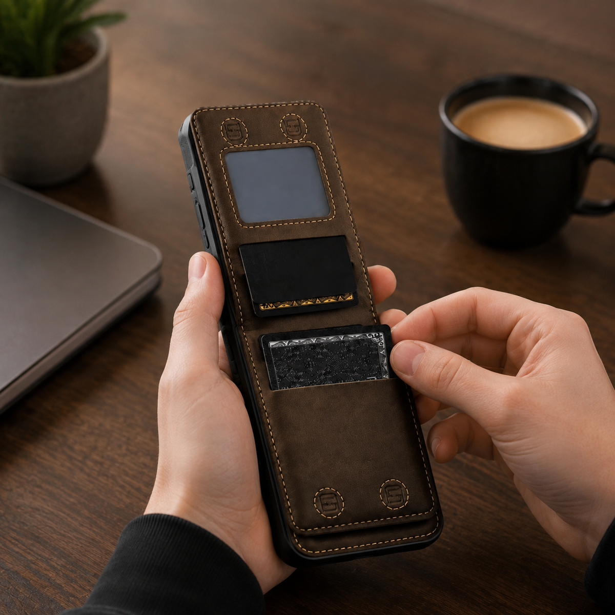 Premium iPhone Case 2-in-1 Magnetic Detachable Wallet Flip Cover PU Leather Card Holder Cash Pocket Wrist Strap Shockproof Full Protection Slim Design