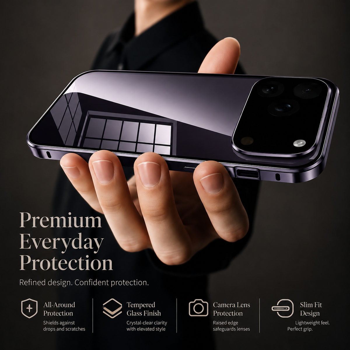 Premium iPhone Case 360 Full Protection Magnetic Glass Cover Aluminum Alloy Frame Shockproof Anti Scratch Bumper Full Coverage Camera Lens Guard Slim Design