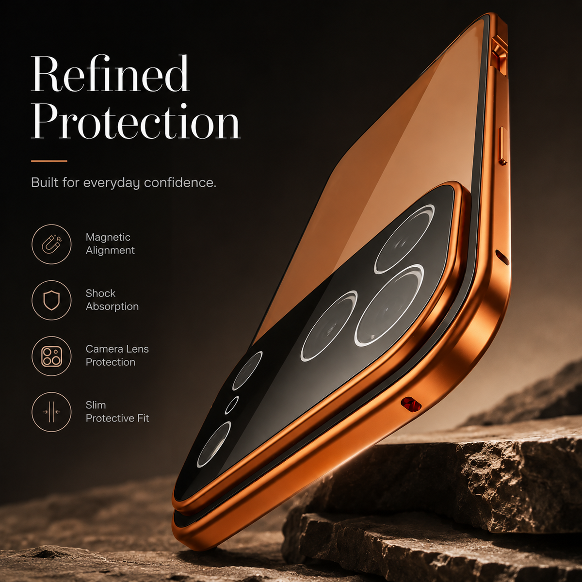 Premium iPhone Case 360 Full Protection Magnetic Glass Cover Aluminum Alloy Frame Shockproof Anti Scratch Bumper Full Coverage Camera Lens Guard Slim Design