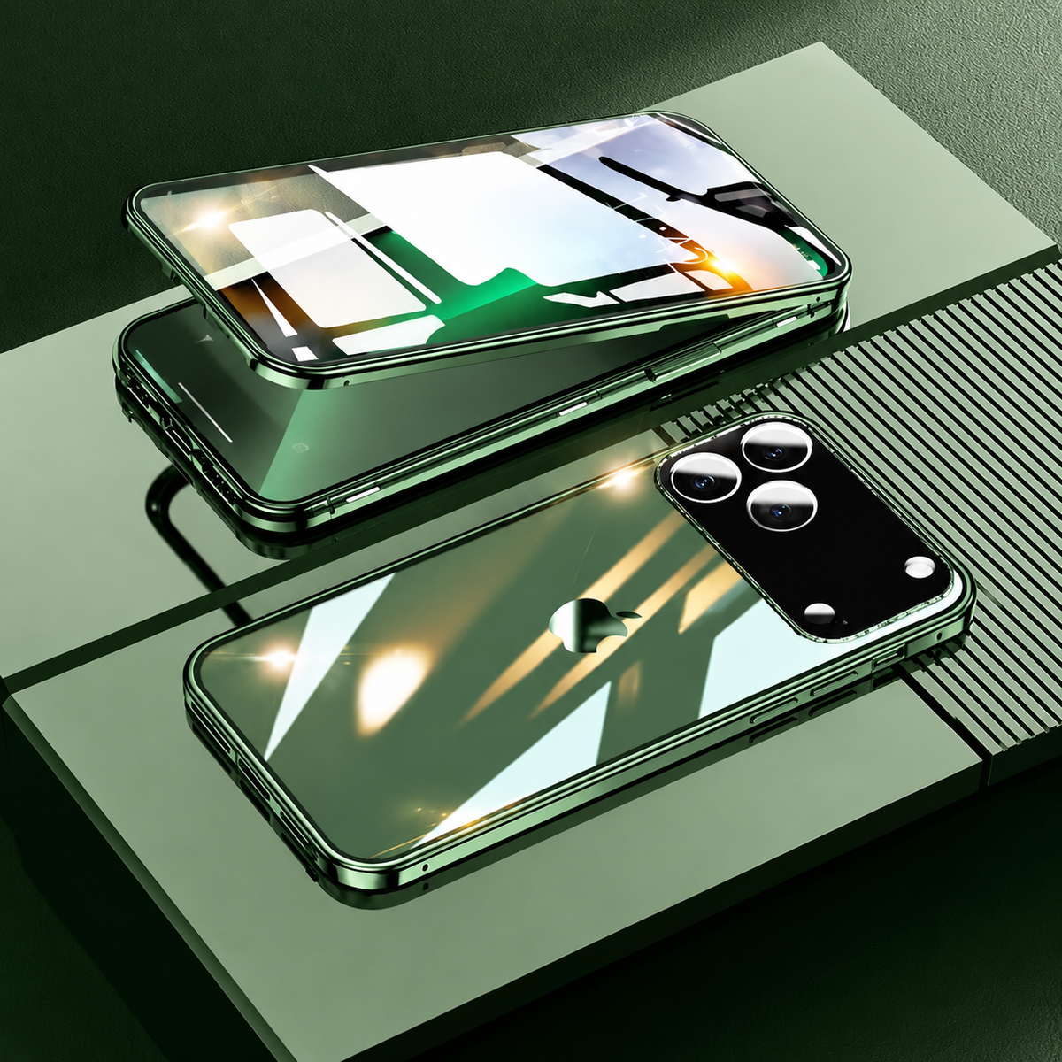 Premium iPhone Case 360 Full Protection Magnetic Glass Cover Aluminum Alloy Frame Shockproof Anti Scratch Bumper Full Coverage Camera Lens Guard Slim Design
