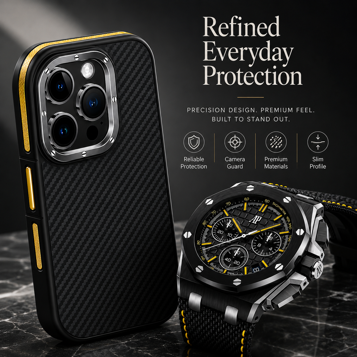Premium iPhone Case 600D Kevlar Series Magnetic Cover Metal Camera Ring Half Wrapped Dual Layer Carbon Fiber Shockproof Slim Protective Design