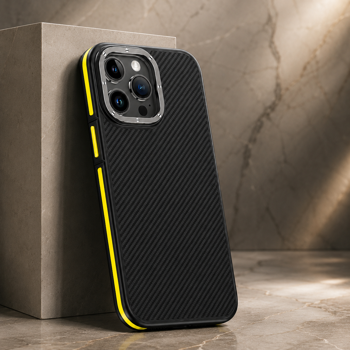 Premium iPhone Case 600D Kevlar Series Magnetic Cover Metal Camera Ring Half Wrapped Dual Layer Carbon Fiber Shockproof Slim Protective Design