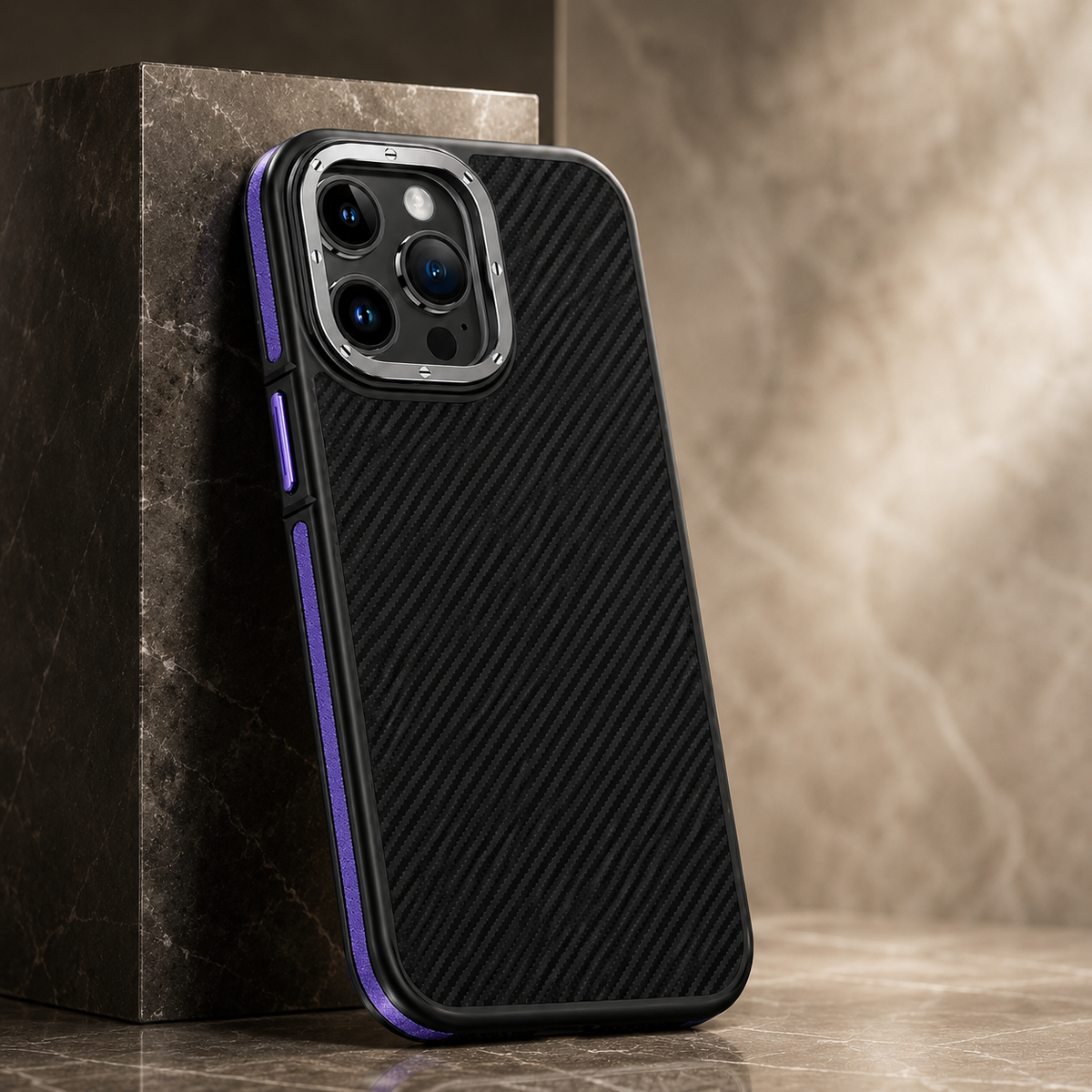 Premium iPhone Case 600D Kevlar Series Magnetic Cover Metal Camera Ring Half Wrapped Dual Layer Carbon Fiber Shockproof Slim Protective Design