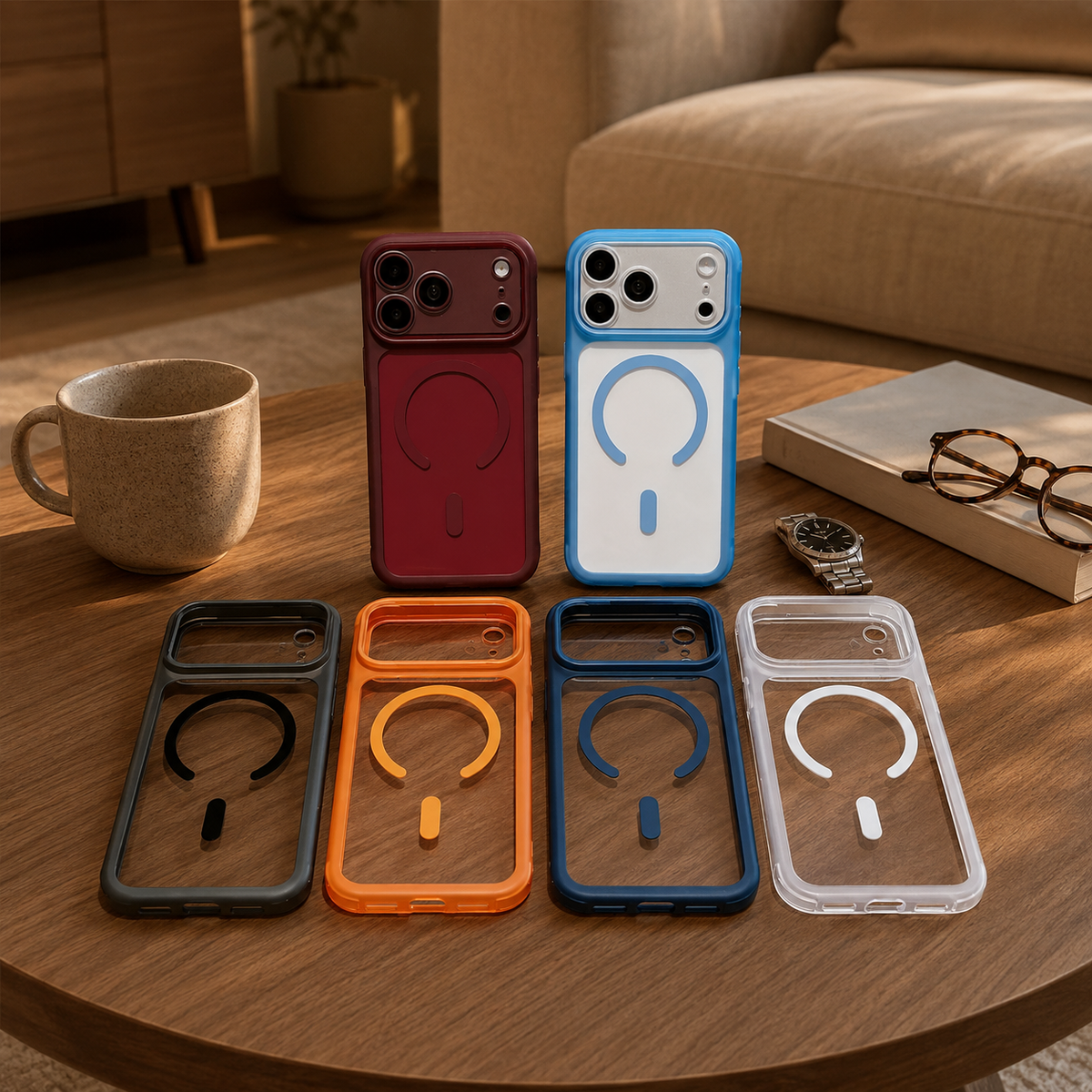 Premium iPhone Case Air Cushion Magnetic Clear Shockproof PC TPU Precision Cutout Anti Drop Transparent Slim Protective Bumper Phone Cover Case Design
