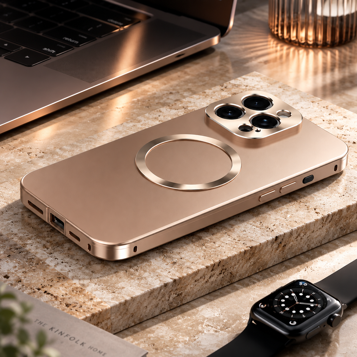 Premium iPhone Case All Aluminum Magnetic Frame Frosted PC Backplate Ultra Thin Shock Absorbing Protective Cover Camera Lens Guard Slim Durable Design