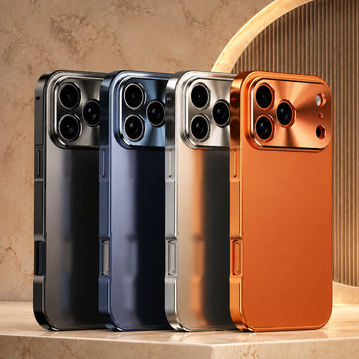 Premium iPhone Case All Aluminum Magnetic Frame Frosted PC Backplate Ultra Thin Shock Absorbing Protective Cover Camera Lens Guard Slim Durable Design