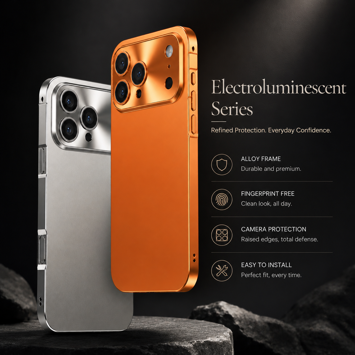 Premium iPhone Case All Aluminum Magnetic Frame Frosted PC Backplate Ultra Thin Shock Absorbing Protective Cover Camera Lens Guard Slim Durable Design