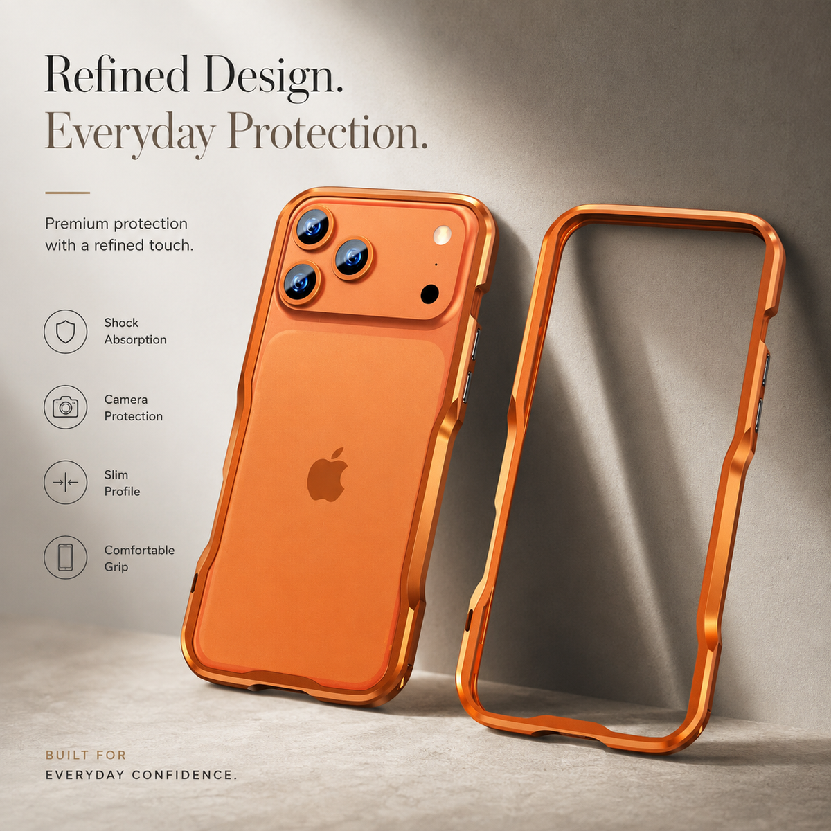 Premium iPhone Case Aluminum Alloy Armor Metal Bumper Shockproof Protective Frame Anti Scratch Anti Fingerprint Slim Reinforced Edge Protection Cover Case