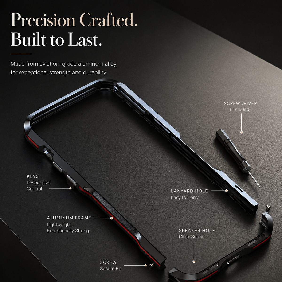 Premium iPhone Case Aluminum Alloy Armor Metal Bumper Shockproof Protective Frame Anti Scratch Anti Fingerprint Slim Reinforced Edge Protection Cover Case