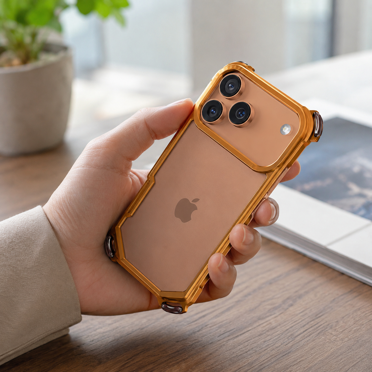 Premium iPhone Case Aluminum Alloy Bumper Ultra Thin Shockproof Protective Cover Open Back Wireless Charging Slim Lightweight Reinforced Edge Frame