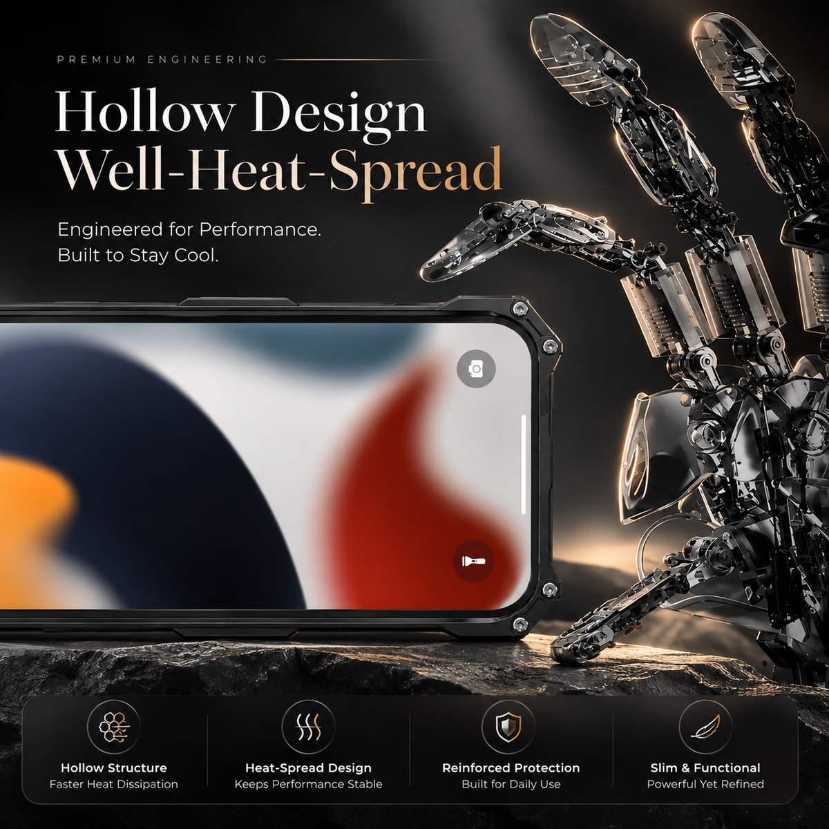 Premium iPhone Case Aluminum Alloy Metal Armor Cover Military Grade Shockproof Cooling Design Anti Scratch Protection Camera Lens Guard Rugged Slim Design