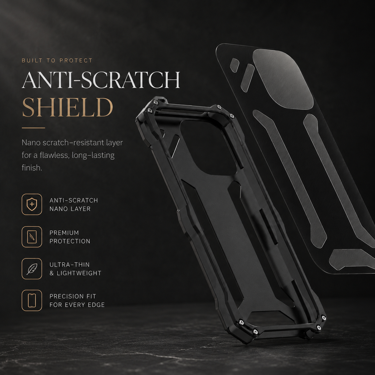 Premium iPhone Case Aluminum Alloy Metal Armor Cover Military Grade Shockproof Cooling Design Anti Scratch Protection Camera Lens Guard Rugged Slim Design
