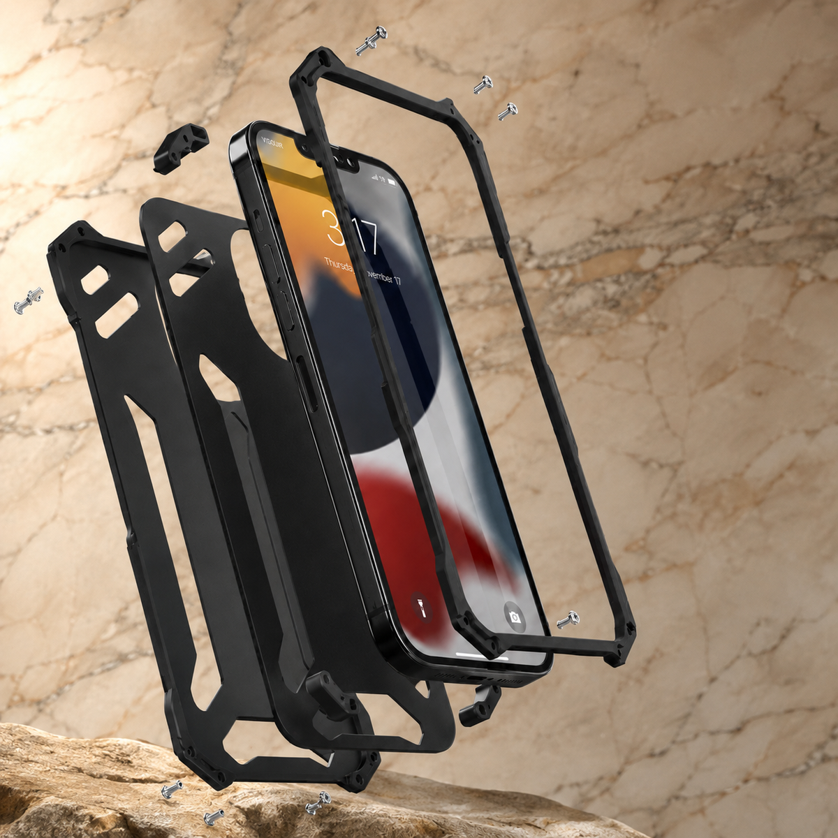 Premium iPhone Case Aluminum Alloy Metal Armor Cover Military Grade Shockproof Cooling Design Anti Scratch Protection Camera Lens Guard Rugged Slim Design