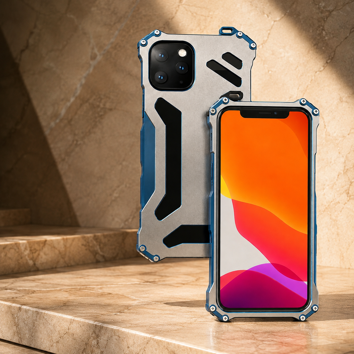 Premium iPhone Case Aluminum Alloy Metal Armor Cover Military Grade Shockproof Cooling Design Anti Scratch Protection Camera Lens Guard Rugged Slim Design