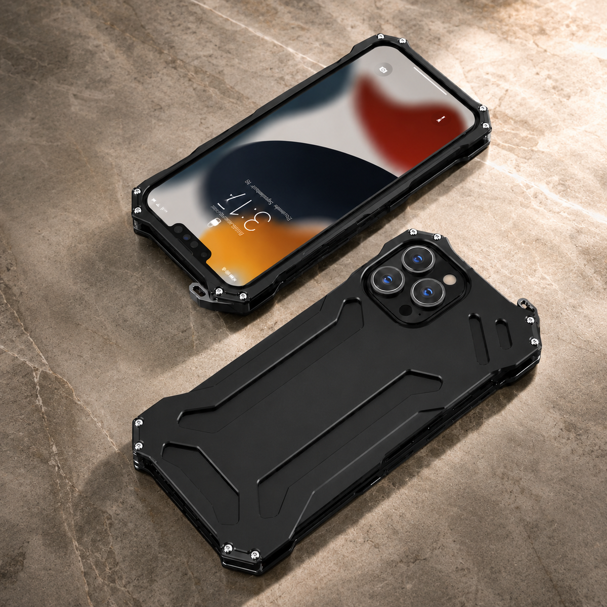 Premium iPhone Case Aluminum Alloy Metal Armor Cover Military Grade Shockproof Cooling Design Anti Scratch Protection Camera Lens Guard Rugged Slim Design