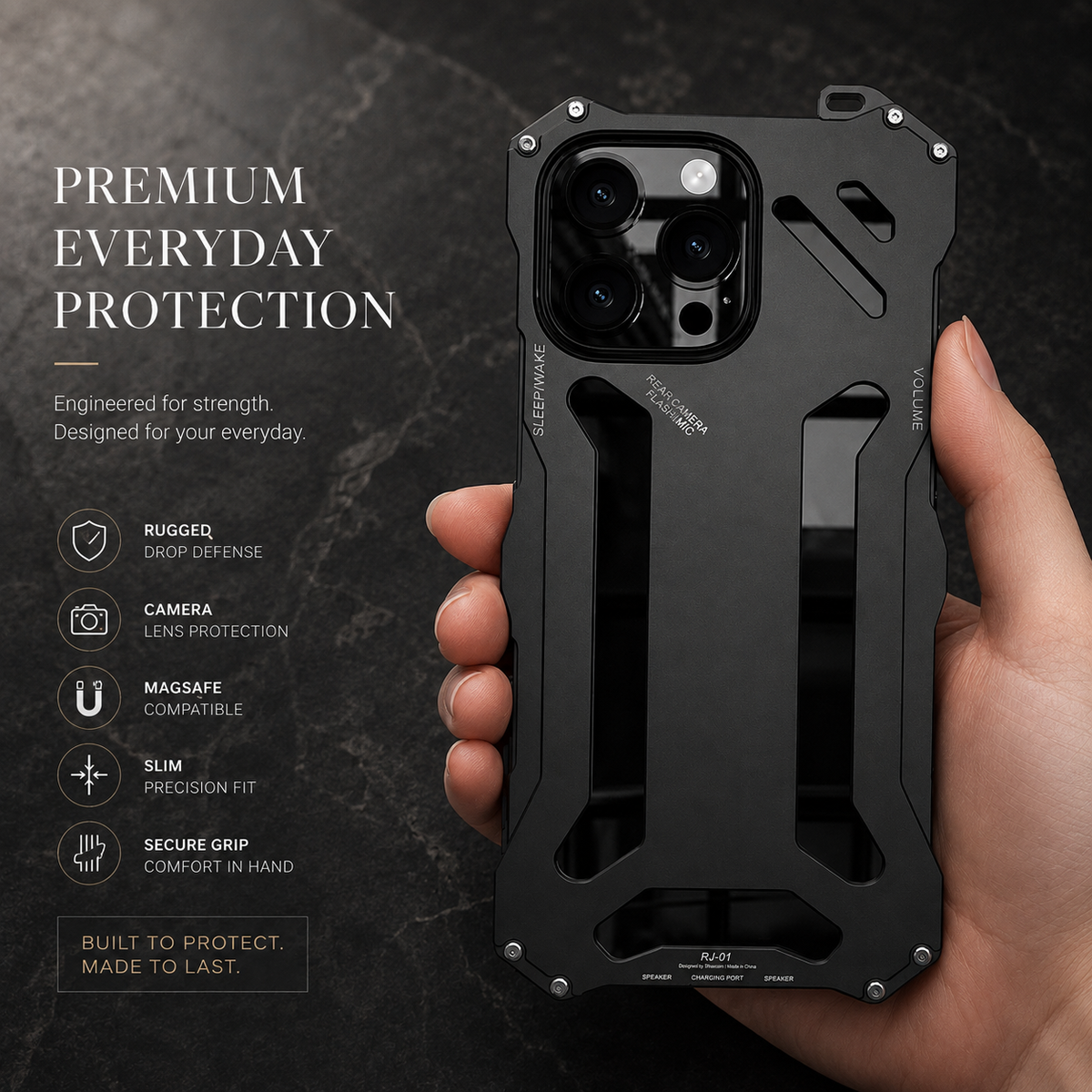 Premium iPhone Case Aluminum Alloy Metal Armor Cover Military Grade Shockproof Cooling Design Anti Scratch Protection Camera Lens Guard Rugged Slim Design
